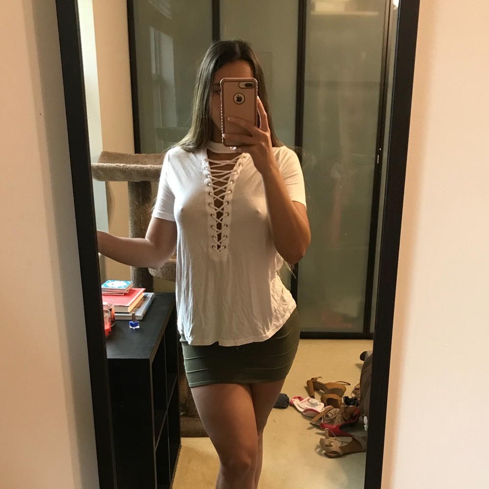 Laced up front blouse